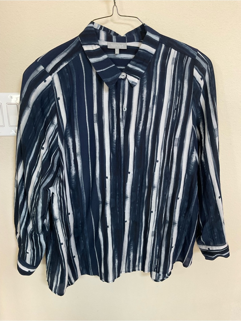 Blue with white stripped over blouse